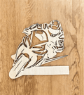 Accroche murale en bois en forme de moto, personnalisable, fabrication artisanale pour décoration murale