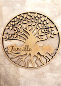 Cadre Arbre de vie en bois gravé, personnalisable avec prénoms. Fabrication artisanale

