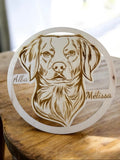 Cadre décoratif en bois gravé représentant un animal préféré, création artisanale personnalisée