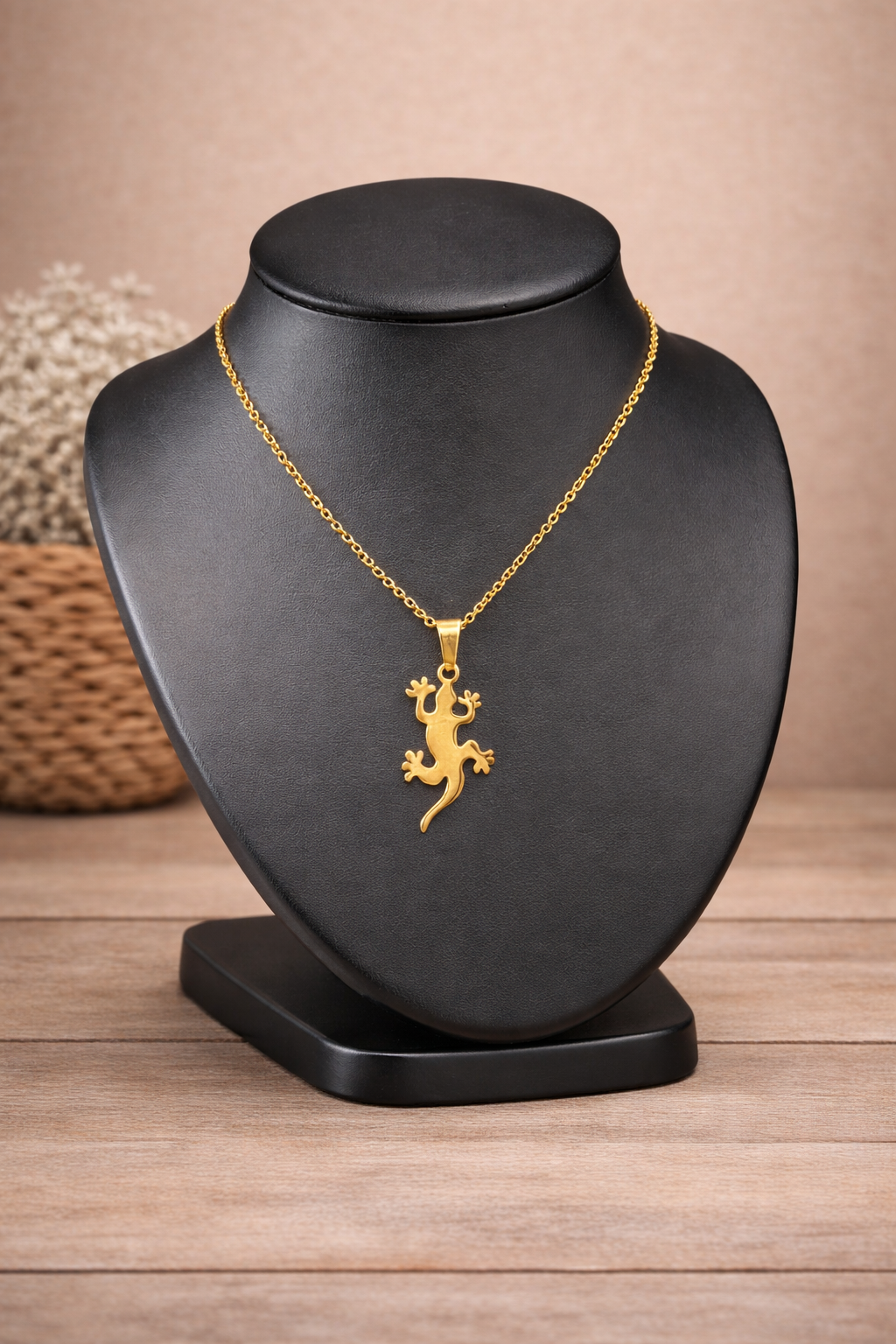 Collier en acier inoxydable avec pendentif lézard, personnalisable, design original et durable