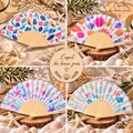 Eventail coquillages multicolores personnalisable en bois