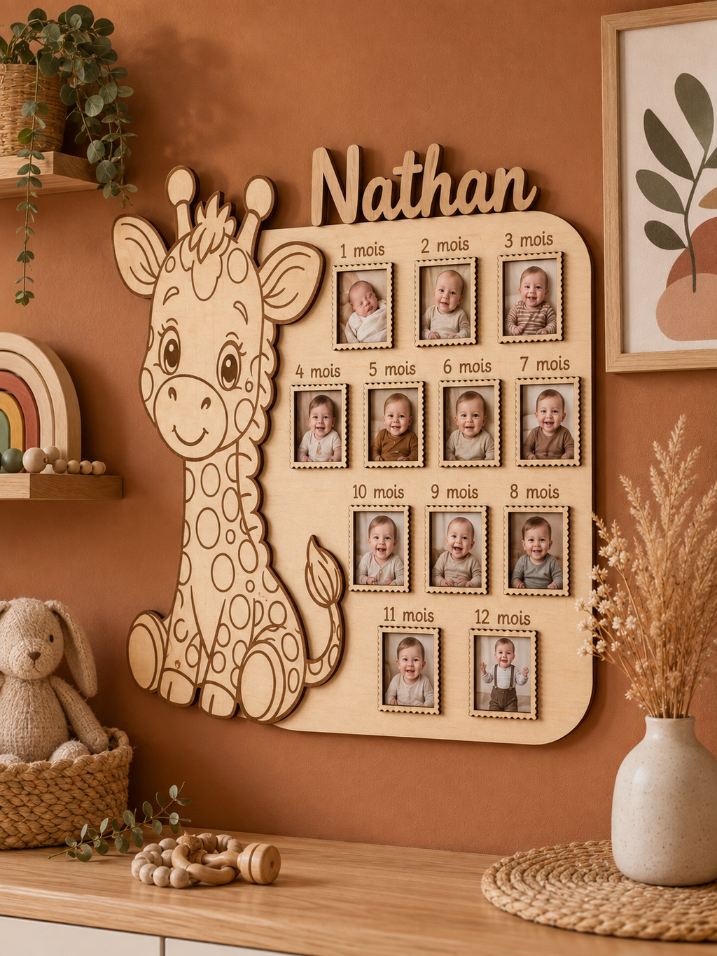 Cadre photo 3D - Ma première année - Thème girafe