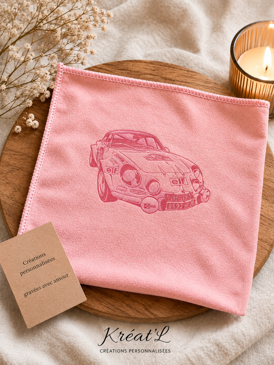 Chiffonnette microfibre  personnalisée - Prénom, texte ou motif