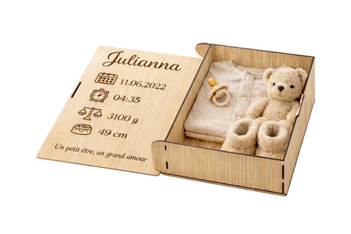 Boîte de naissance personnalisée avec compartiments et intercalaires en option