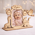 Cadre de naissance personnalisé en bois de peuplier avec prénom, date de naissance et photo de bébé