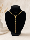 Collier Chapelet Vierge & Croix doré - Acier inoxydable