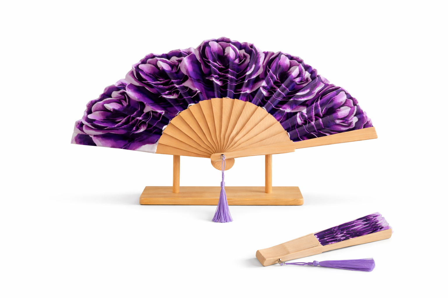 Éventail violet élégant personnalisable pour événement