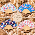 Eventail en bois personnalisable motif coquillage bord de mer - Kréat'L