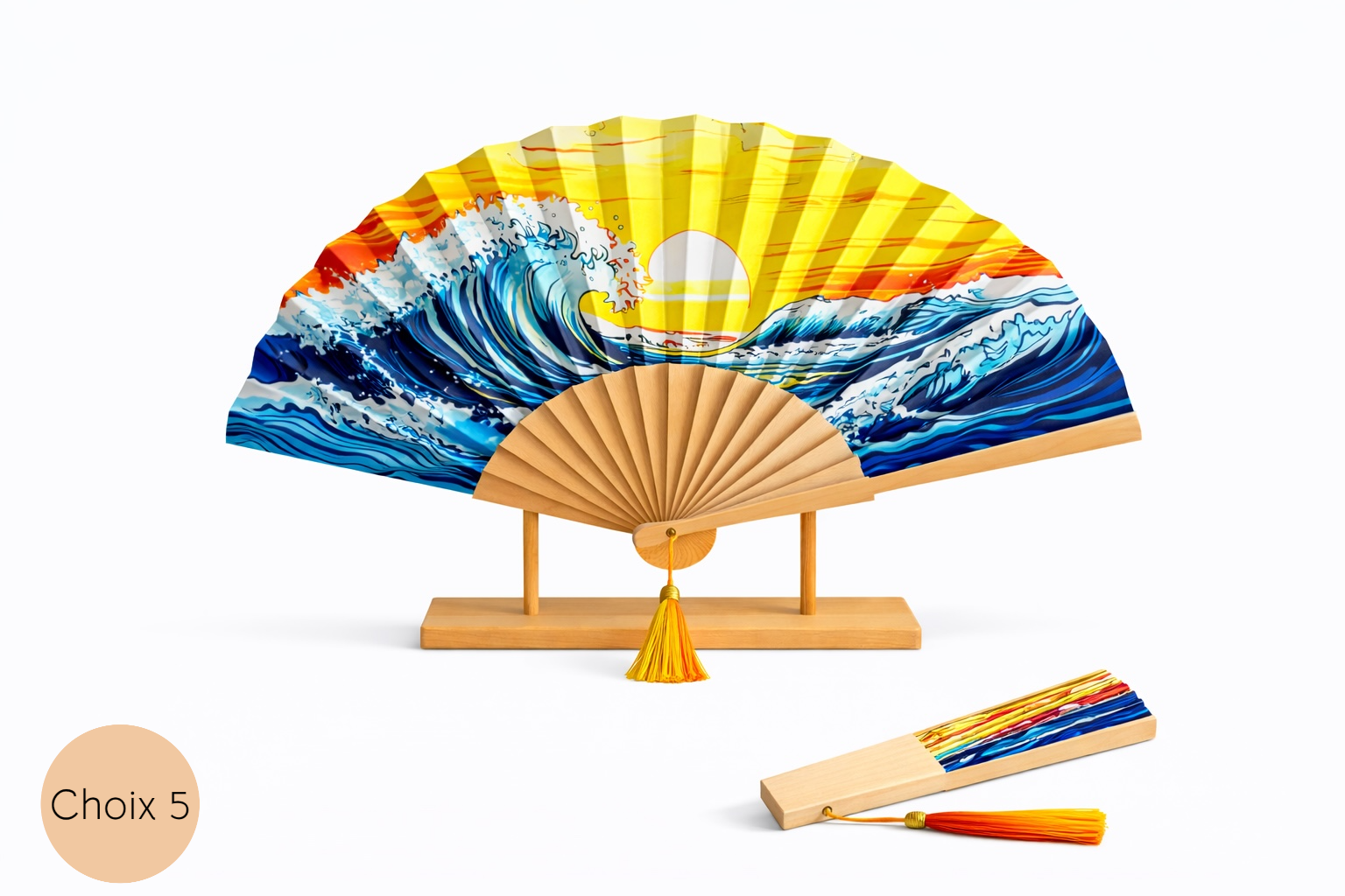 Éventail pliable personnalisé avec illustration artistique vibrante