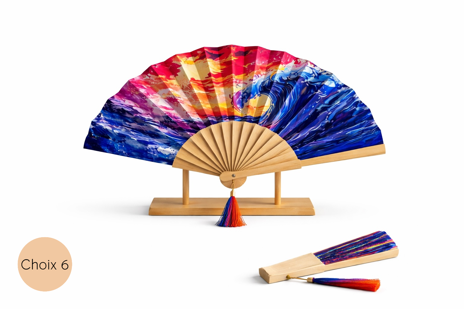 Éventail personnalisable multicolore style peinture dynamique