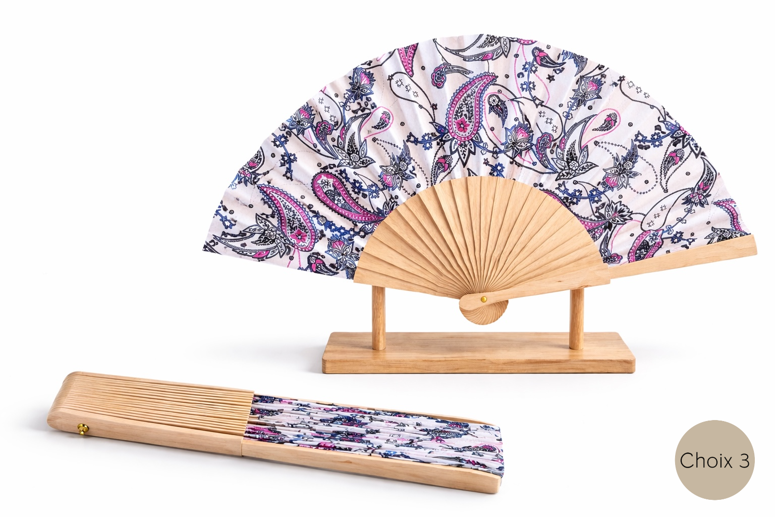 collection de trois éventails personnalisables motifs variés
