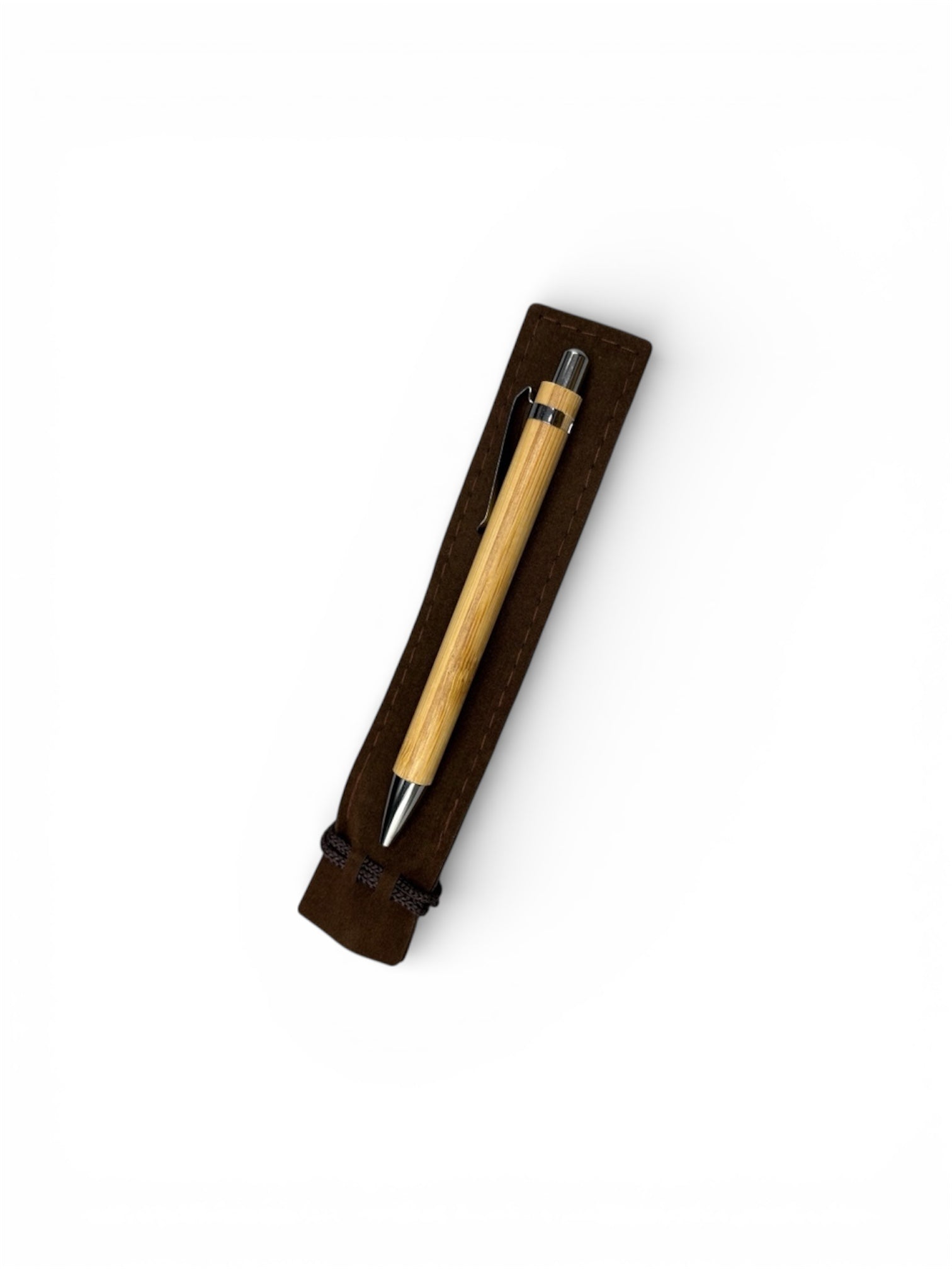 Stylo en bois personnalisable avec étui en velours marron, finition bambou premium, stylo gravé idéal comme cadeau