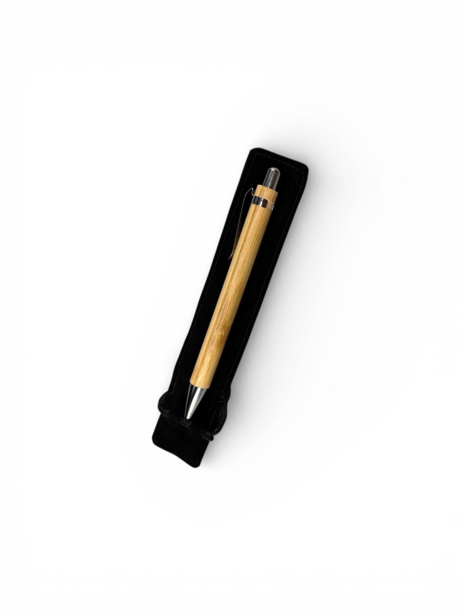 Stylo en bois personnalisable avec étui en velours noir, style sobre haut de gamme, stylo bambou gravé personnalisé
