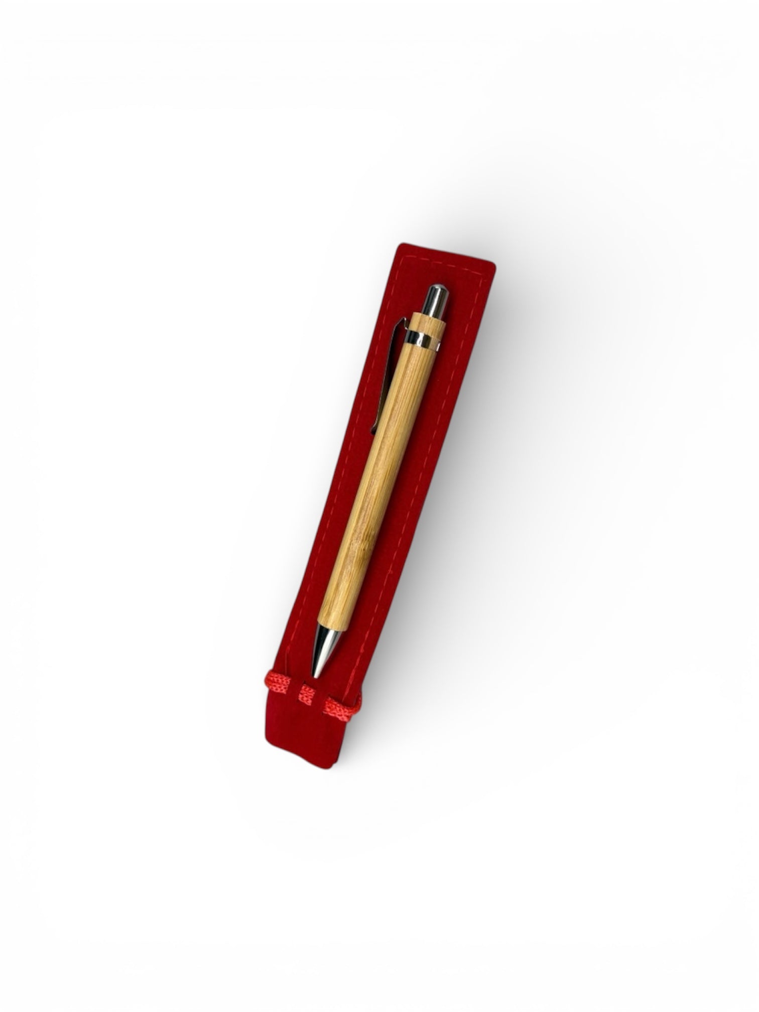 Stylo en bois personnalisable avec étui en velours rouge, stylo bambou avec personnalisation, accessoire d’écriture original