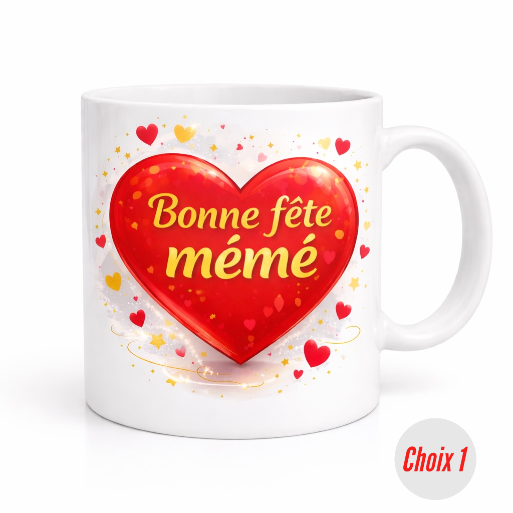 Tasse cadeau personnalisable pour grand-mère avec motifs cœurs