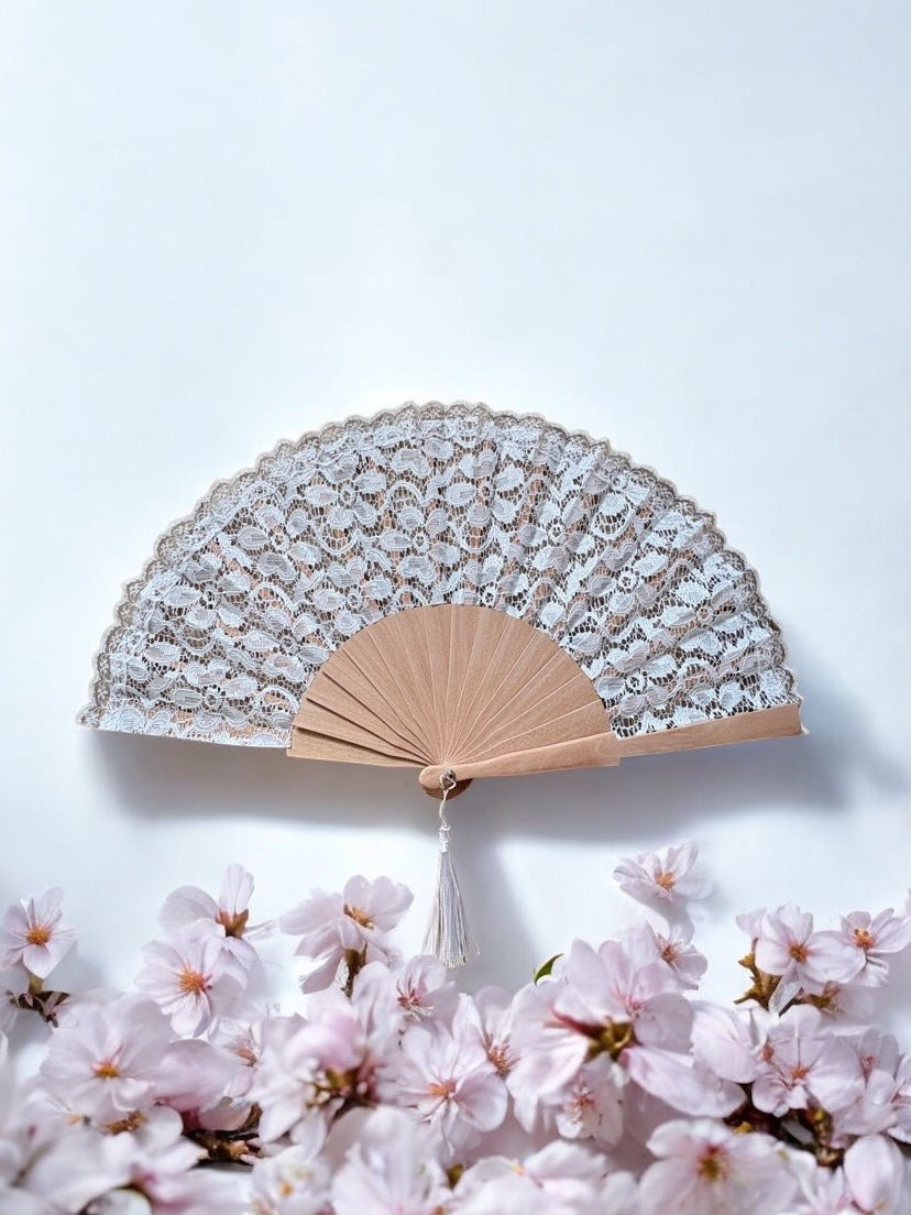 Éventail en dentelle blanche personnalisable, accessoire élégant pour mariage, cérémonie ou événement